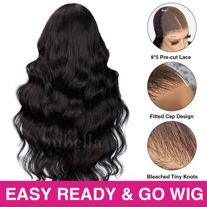 Exclusive Flash | Body Wave Pre Cut HD Lace Wig 8x5 Ready To Go Wig Natural Color Special Offer