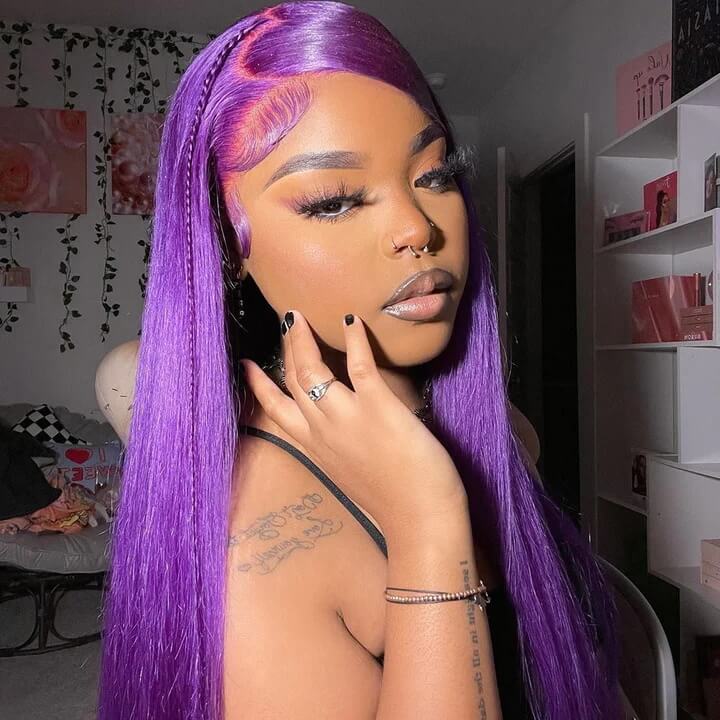 Purple Wigs 13x4 HD Transparent Lace Front Body Wave Wigs