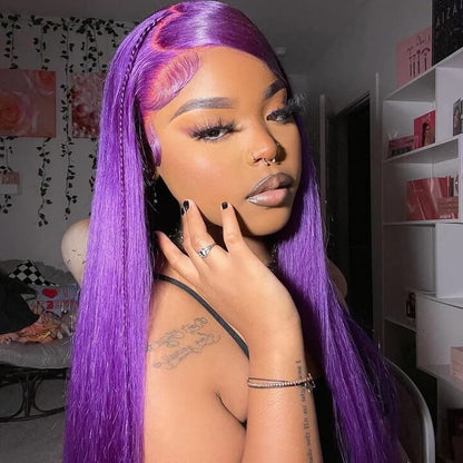 Purple Wigs 13x4 HD Transparent Lace Front Body Wave Wigs
