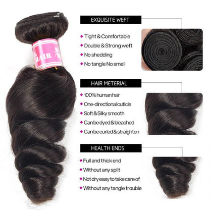 Loose Wave Virgin Human Hair 3 Bundles 100% Unprocessed Virgin Human Hair Extension