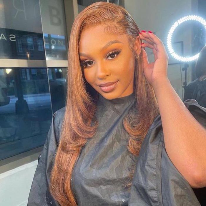 #30 Ginger Brown Straight Layered Cut Wig 8x5 Pre Cut Lace 13x4 13x6 HD Lace Front Glueless Wig