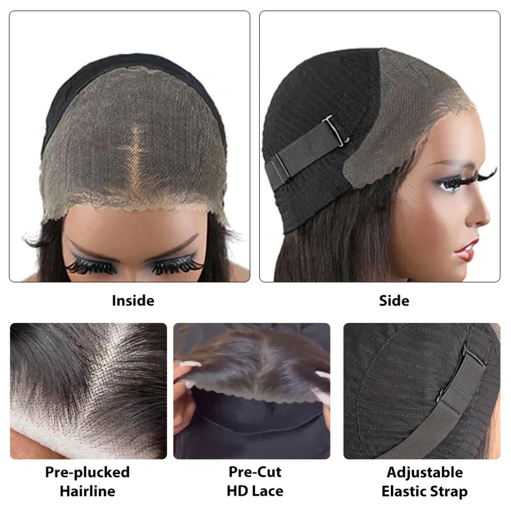 Pre Cut HD Lace Wigs 8x5 Lace Closure Wigs Curly Pre-Bleached Mini Knots Curly Human Hair Wigs