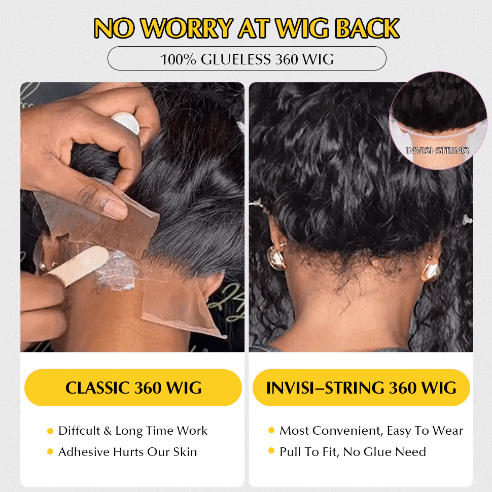 Put On & Go Upgraded Hidden Strap Snug Fit 360 Lace Frontal Wig Glueless Human Hair Wigs Special Offer