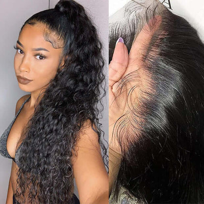 Deep Wave 360 Lace Front Wigs HD Transparent Lace Wig Wet And Wavy Human Hair