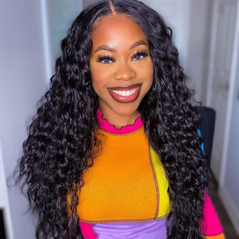 Deep Wave 360 Lace Front Wigs HD Transparent Lace Wig Wet And Wavy Human Hair
