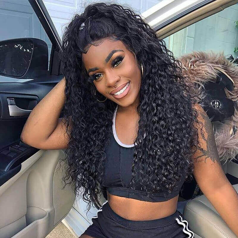 Deep Curly 360 Lace Front Wigs HD Transparent Lace Wig Wet And Wavy Human Hair