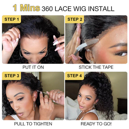 Deep Curly 360 Lace Front Wigs HD Transparent Lace Wig Wet And Wavy Human Hair