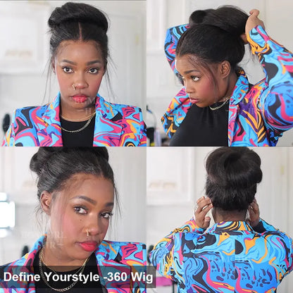 360 Lace Kinky Straight Invisi Draw String Wear Go Wig Pre-Bleached Pre-Cut Lace Glueless Wig | BGMgirl Hair