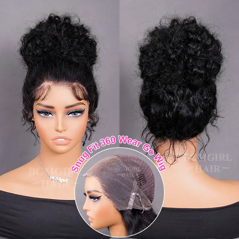 360 Lace Water Wave Invisi Draw String Wear Go Wig Pre-Bleached Pre-Cut Lace Glueless Wig | BGMgirl Hair