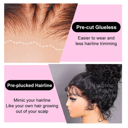 360 Lace Kinky Straight Invisi Draw String Wear Go Wig Pre-Bleached Pre-Cut Lace Glueless Wig | BGMgirl Hair