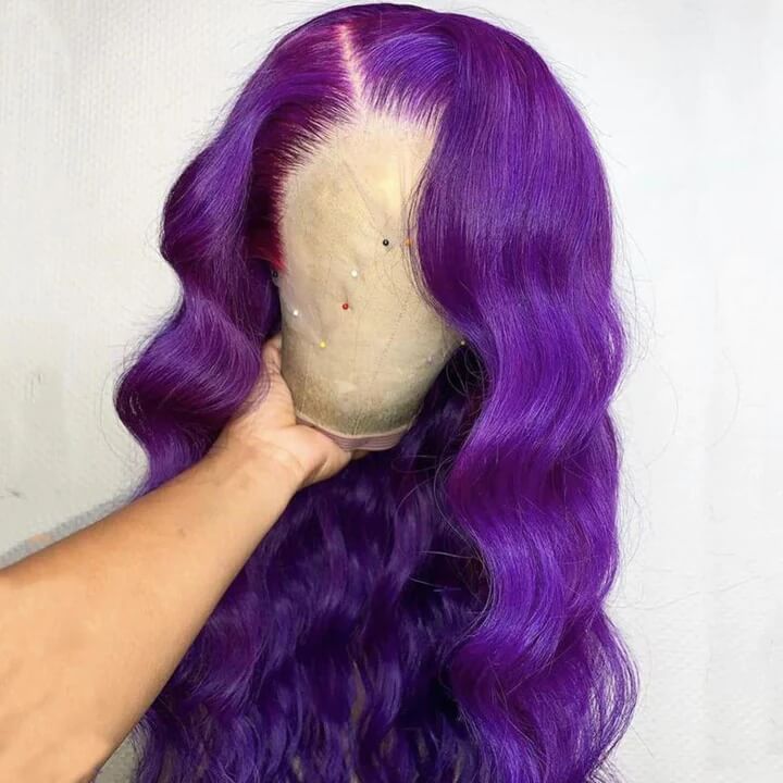 Purple Wigs 13x4 HD Transparent Lace Front Body Wave Wigs