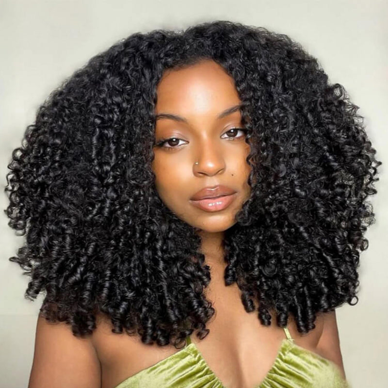 Burmese Curly 3 In 1 Half Wig Drawstring Band Flip Over Wear Go Wig BGMgirl Hair