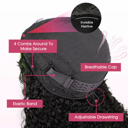 3 IN 1 Half Wig Invisible Glueless Curly Human Hair Flip Over Wig 220% Density Protective Styles Special Offer