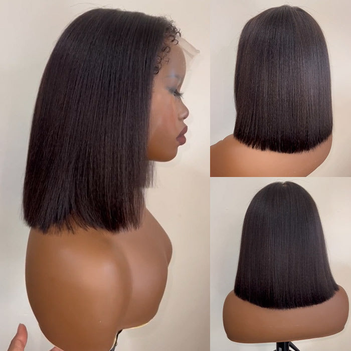 [$149 = 2 Wigs] 220% Density 4C Edge Hairline Curly & Straight Bob Human Hair Glueless Wig Special Offer
