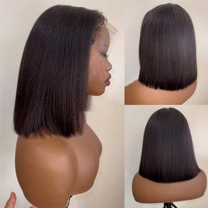 [$149 = 2 Wigs] 220% Density 4C Edge Hairline Curly & Straight Bob Human Hair Glueless Wig Special Offer