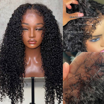 300% Density Popping Curly Glueless HD Lace Front Wig Pre Bleached Ready To Go Human Hair Wigs