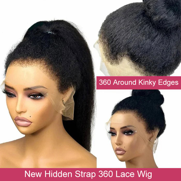 [$239 = 2 Wigs] Invisi-String 360 Lace Frontal 4C Edge Kinky Straight & Body Wave Wig Special Offer