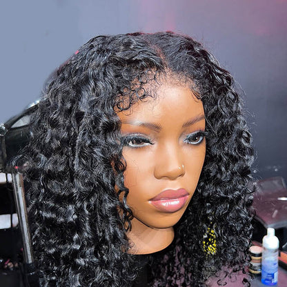 4C Kinky Edges Water Wave Bob Glueless Wig 5x5 HD Lace Human Hair Wigs With Natural Hairline Special Offer
