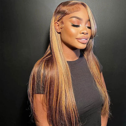 18"=$98 Highlight Wigs 4/27 Color 4x4 HD Lace Closure Wig Straight Human Hair Wig Special Offer