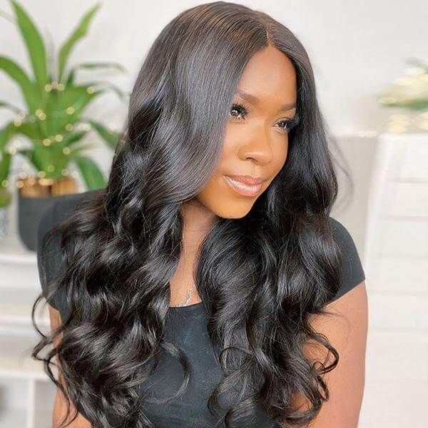 Subella Body Wave 4X4 HD Transparent Lace Closure Human Hair Wigs Free Part Lace Wig With Pre-Plucked Natural Hairline