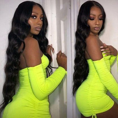 Subella Body Wave 4X4 HD Transparent Lace Closure Human Hair Wigs Free Part Lace Wig With Pre-Plucked Natural Hairline