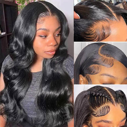 Subella Body Wave 4X4 HD Transparent Lace Closure Human Hair Wigs Free Part Lace Wig With Pre-Plucked Natural Hairline