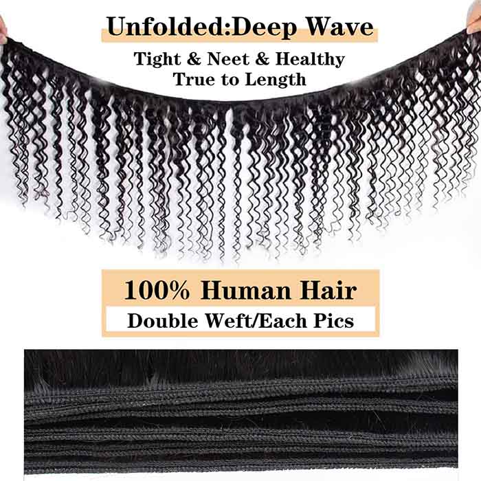 4 Bundles Deep Wave Human Hair Deal Malaysian Unprocessed Virgin Human Hair Bundles