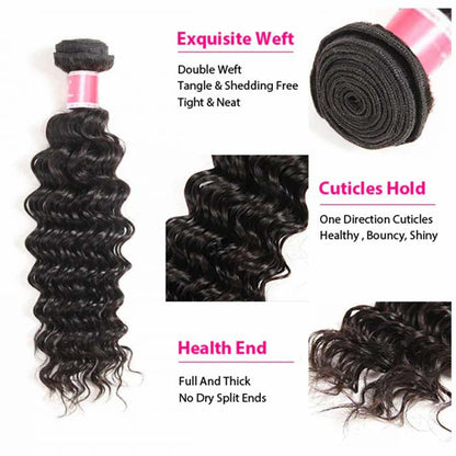 4 Bundles Deep Wave Human Hair Deal Malaysian Unprocessed Virgin Human Hair Bundles