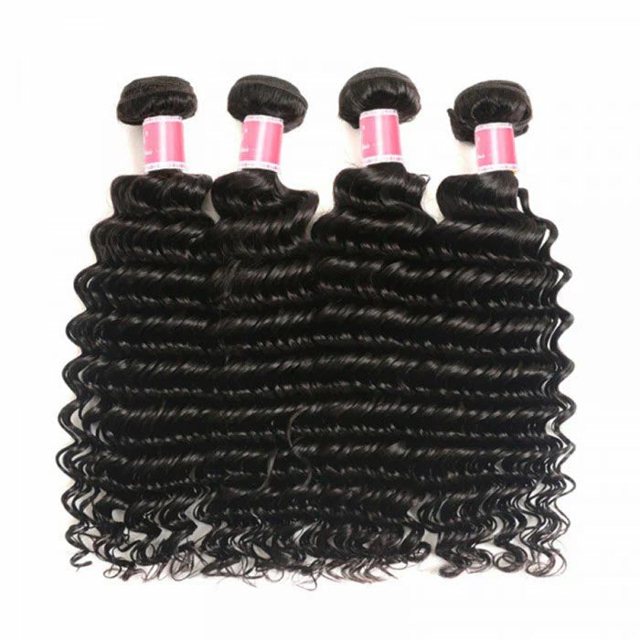 4 Bundles Deep Wave Human Hair Deal Malaysian Unprocessed Virgin Human Hair Bundles