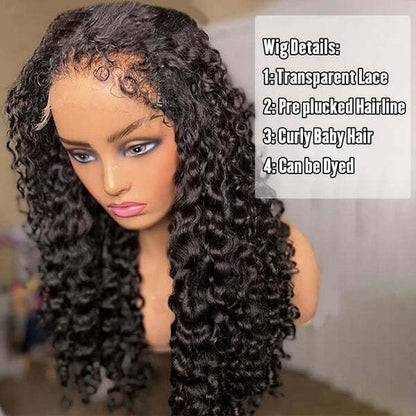 4C Hairline Wig Deep Wave Invisible Lace Front Wigs Top Grade Human Hair With Curly Edges
