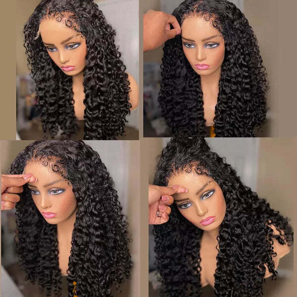 4C Hairline Wig Deep Wave Invisible Lace Front Wigs Top Grade Human Hair With Curly Edges