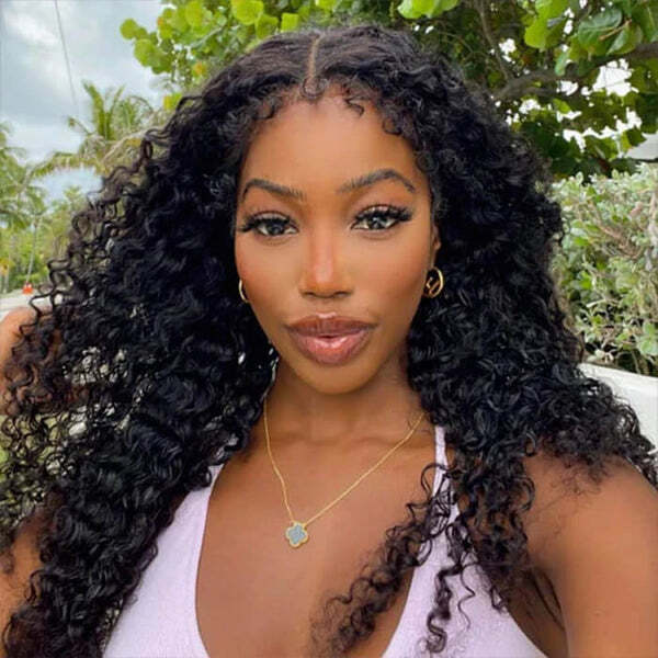 4C Hairline Wig Deep Wave Invisible Lace Front Wigs Top Grade Human Hair With Curly Edges
