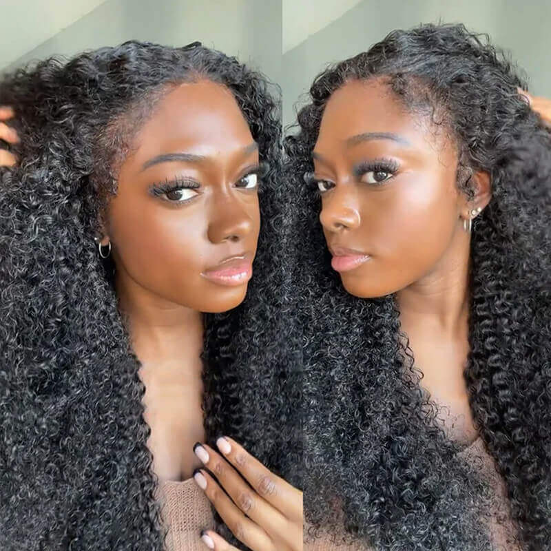 4C Curly Edge Lace Wig HD Lace Frontal Curly Human Hair Wig With Super Natural Hairline