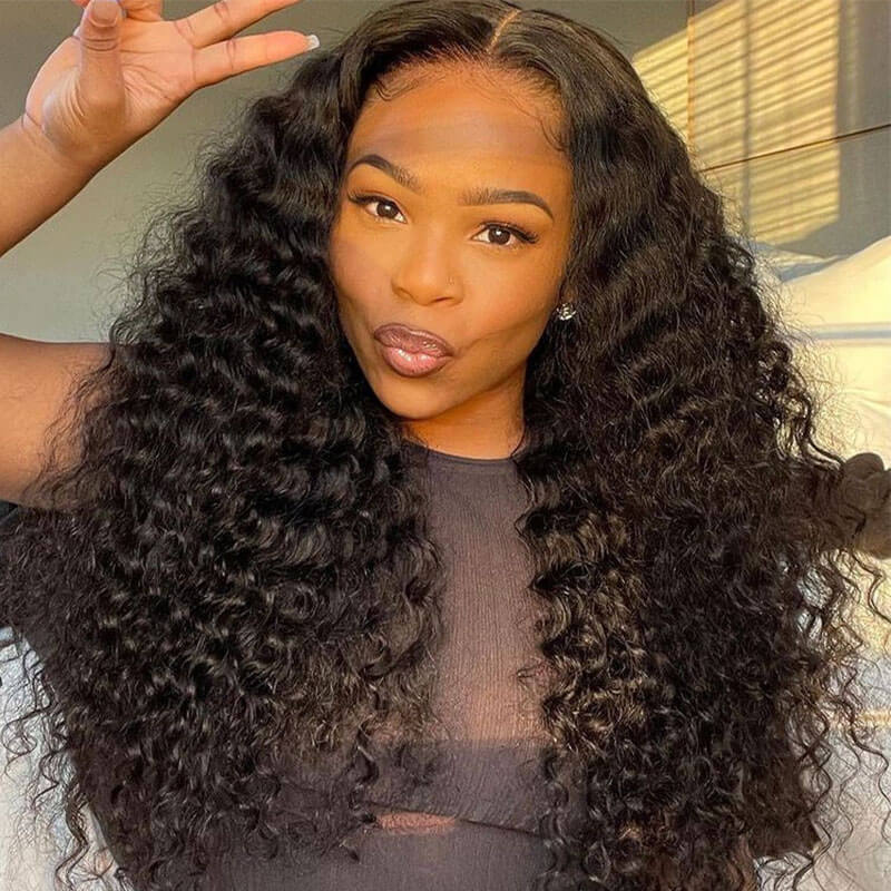 8x5 Pre Cut HD Lace Glueless Wig Deep Wave Human Hair Wigs For Sale 180% Density Special Offer