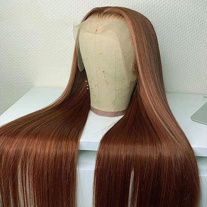 Subella Hair Light Brown Wig Straight Human Hair Colored Wig HD Transparent Lace Closure Wig