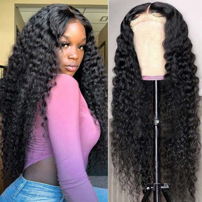 HD Transparent Lace Closure Wigs Pre Plucked Water Wave 5*5 Closure Wigs with Natural Hairline