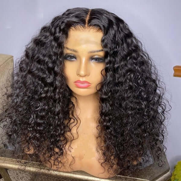 HD Transparent Lace Closure Wigs Pre Plucked Water Wave 5*5 Closure Wigs with Natural Hairline