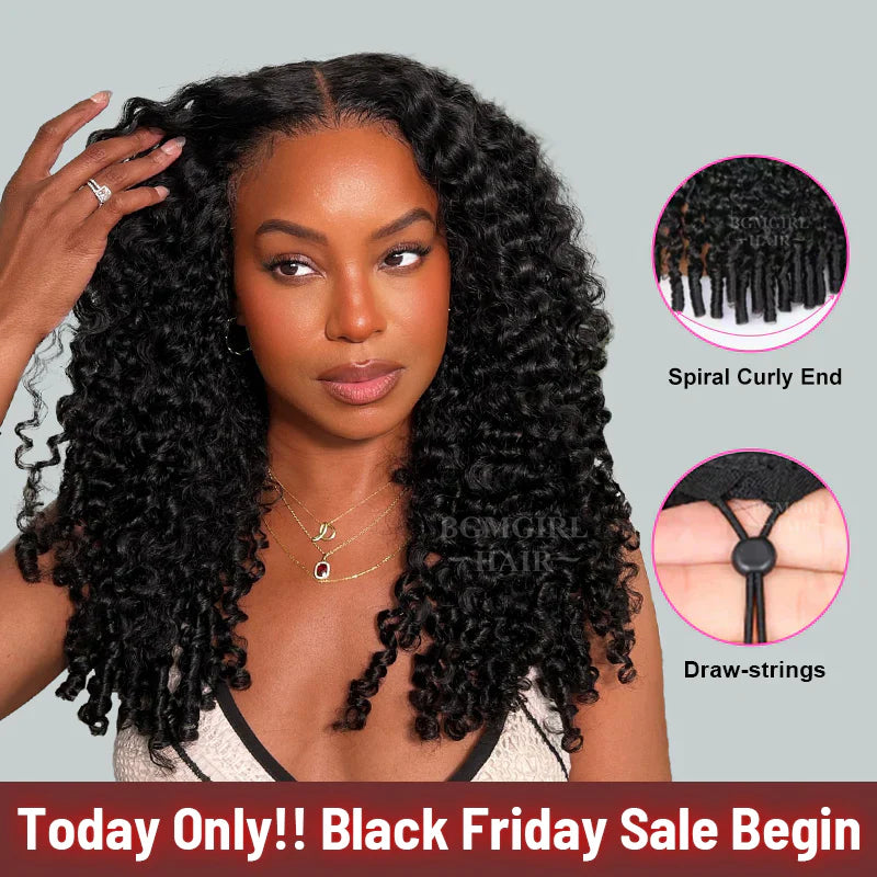 9x6 Burmese Curly M-cap Draw String Wear Go Wig HD Lace Bleached Knots Glueless Wig | BGMgirl Hair