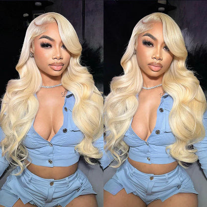 613 Blonde Straight & Body Wave Glueless Wig 8x5 Pre Cut Lace Put On Go Human Hair Wigs