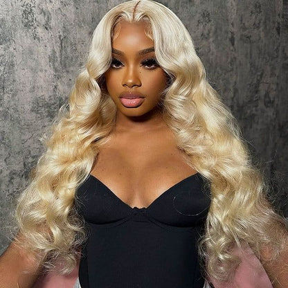 613 Blonde Straight & Body Wave Glueless Wig 8x5 Pre Cut Lace Put On Go Human Hair Wigs