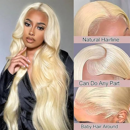 613 Blonde Straight & Body Wave Glueless Wig 8x5 Pre Cut Lace Put On Go Human Hair Wigs