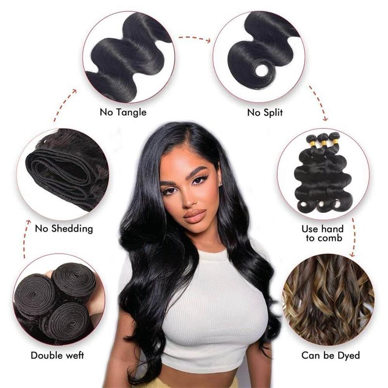 Subella Hair 3 Pcs/pack Brazilian Virgin Hair Body Wave Bundles Brazilian Human Virgin Hair Extensions