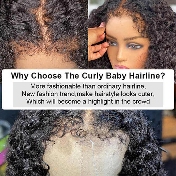 4C Curly Edge Lace Wig HD Lace Frontal Curly Human Hair Wig With Super Natural Hairline