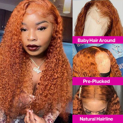 Orange Ginger Color 13x4/13x6 HD Lace Front Wigs Curly Human Hair Wig