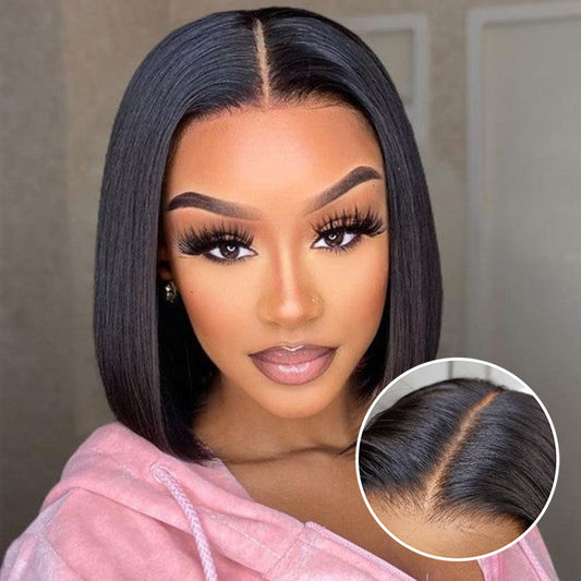 Pre Cut Wigs Air Cap Straight Bob Wig  HD Lace Wigs Glueless Human Hair Wigs Beginner Friendly
