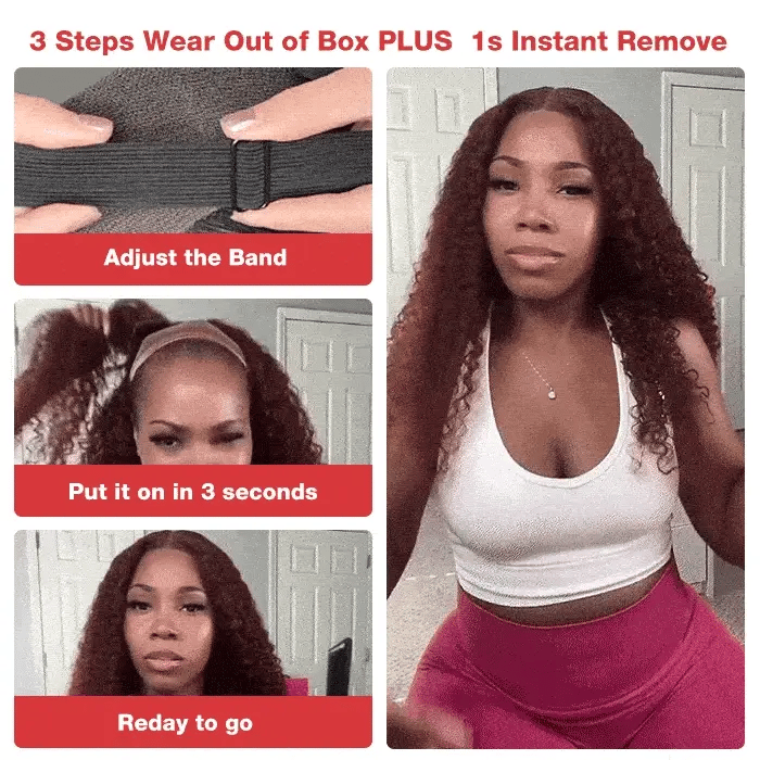 Subella Hair| 8x5 HD Lace Put On And Go Glueless Wigs Reddish Brown Body Wave & Water Wave Pre-Cut Lace