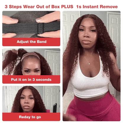 Subella Hair| 8x5 HD Lace Put On And Go Glueless Wigs Reddish Brown Body Wave & Water Wave Pre-Cut Lace