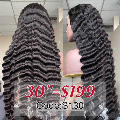 30inch Long 13x4 HD Lace Frontal Wigs Pre-plucked Natural Hairline Breathable Glueless Human Hair Wig
