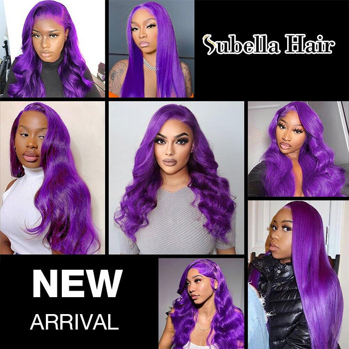 Purple Wigs 13x4 HD Transparent Lace Front Body Wave Wigs