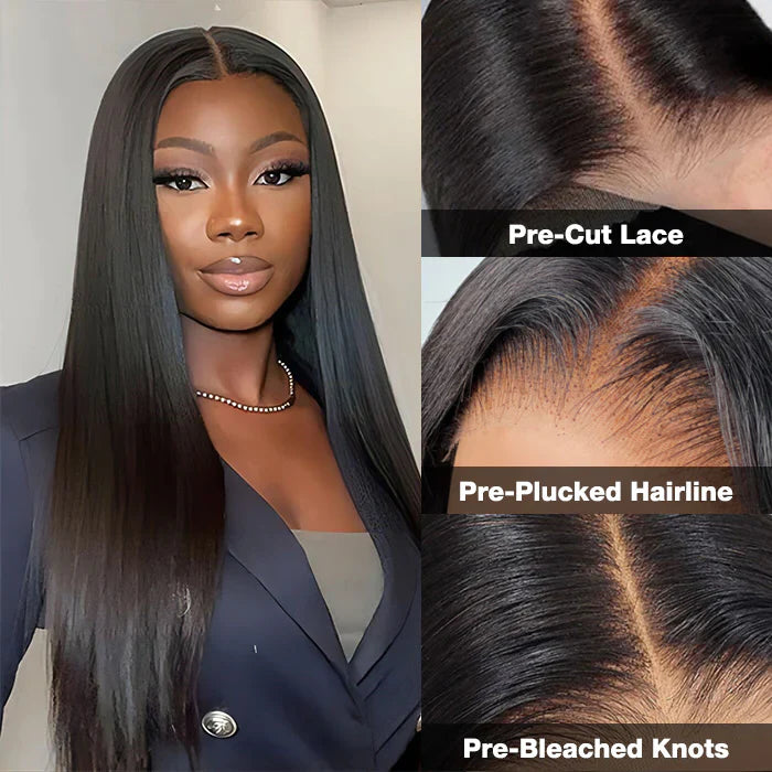 8*5 Pre Cut HD Lace Closure Wigs Straight/Body Wave Glueless Put On And Go Wig Pre Bleached Knots